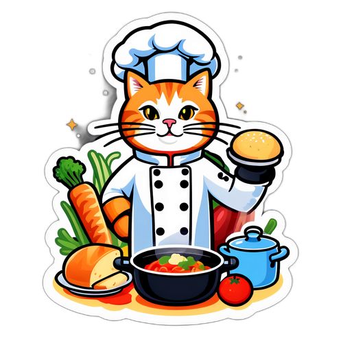 Kaibig-ibig na Pusa na Naka-Chef's Hat