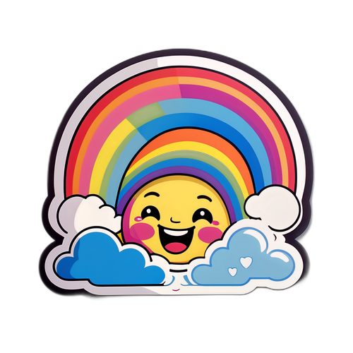 A boldog pillanatok ünneplése - Szivárvány és vidám arckifejezés