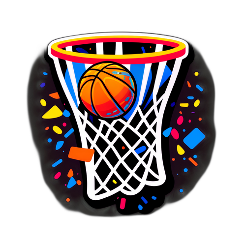 Makulay na Sticker ng Basketbol Net na may Confetti