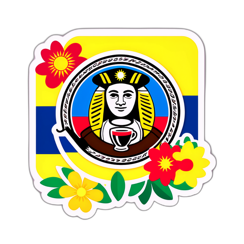 Ilustración de la bandera colombiana con elementos culturales