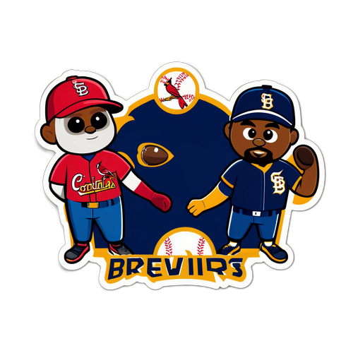 Cardinals vs Brewers Cartoon Sticker