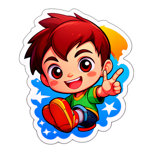 สติ๊กเกอร์เด็กการ์ตูนเล่นเกมที่ Garena