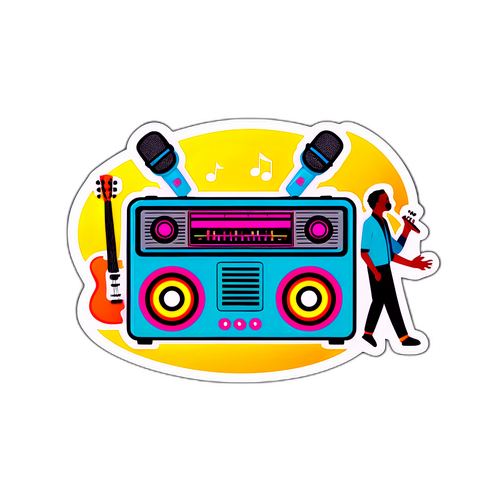 Adesivo Divertido de Rádio Ao Vivo