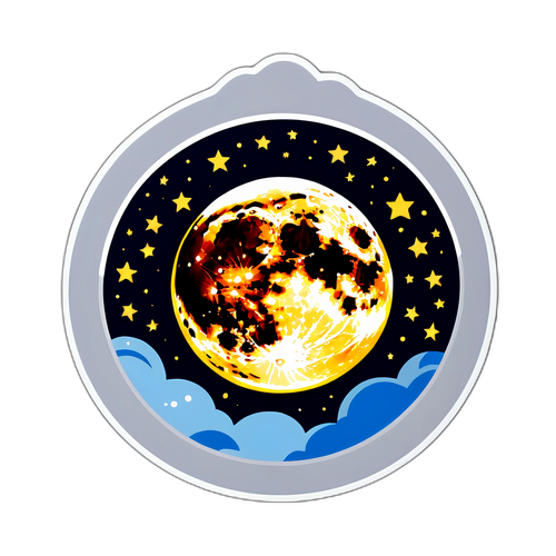 Sticker cu luna plină în noaptea din iulie 2025