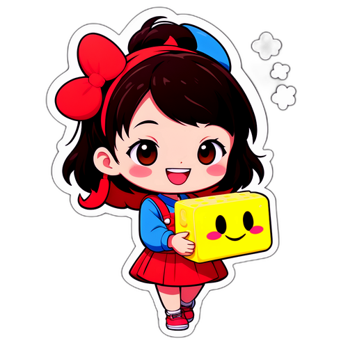 楽しい商品を持つキャラクターのデザイン