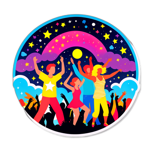 Sticker z motywem letniego festiwalu muzycznego