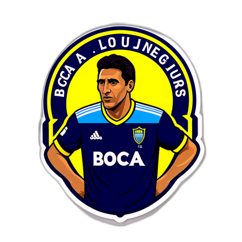 Arte de Boca Juniors con su icónica camiseta y el estadio La Bombonera