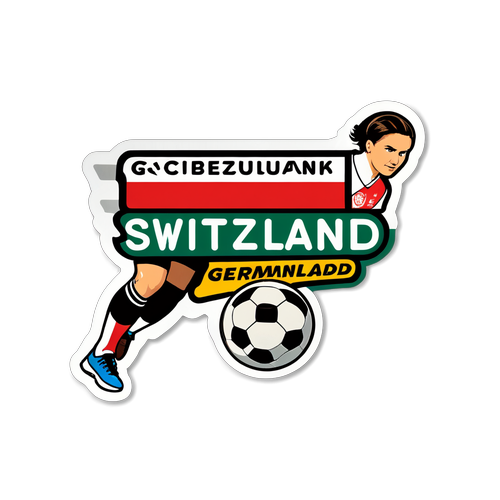 Sticker mit DFB-Frauen im Aktionsmodus und dem Slogan 'Schweiz – Deutschland'