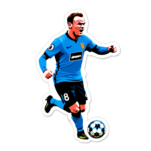 A stylisert klistremerke av Wayne Rooney i aksjon