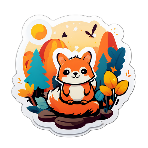 Наклейка с очаровательными животными