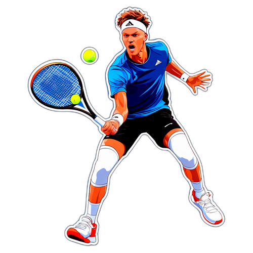 Jannik Sinner w pełnym ruchu podczas serwowania