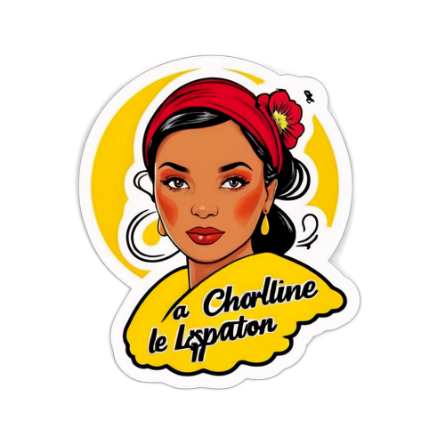 Sticker met een illustratie van een mooie vrouw