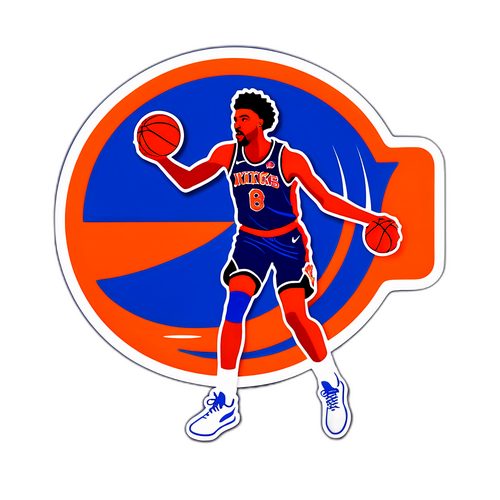 Adesivo Moderno do Logo dos Knicks com Jogador em Movimento