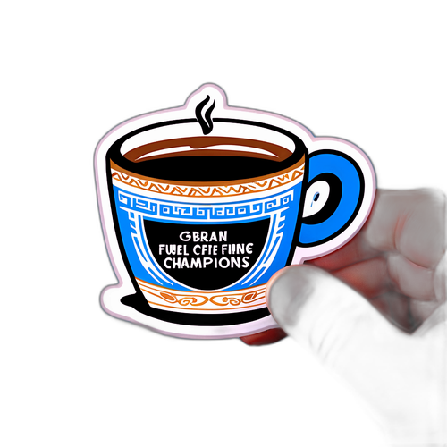 Συλλεκτικό αυτοκόλλητο καφέ και κείμενο