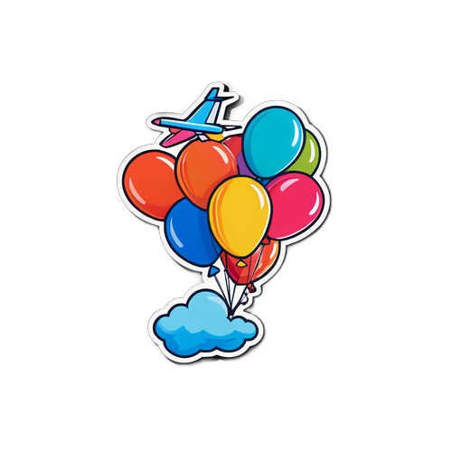 Vliegtuig met Kleurrijke Ballonnen