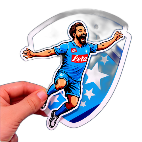 Autocolant fan Napoli sărind de bucurie