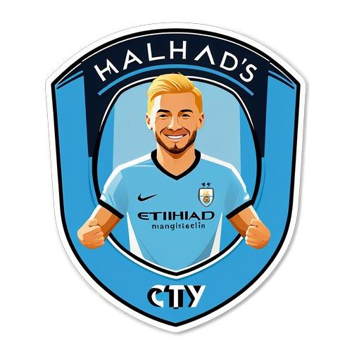 Minimalist Manchester City Logo med Haalands Feiring