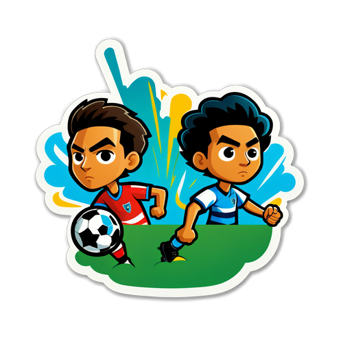 A sticker estilizado do Estudiantes enfrentando o Carabobo