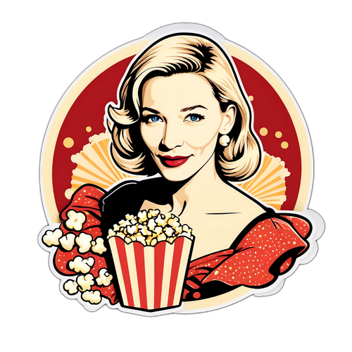 Retro-sticker av Cate Blanchett i vintage filmscen