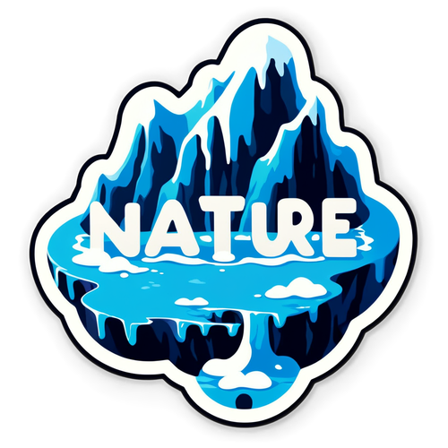 Sticker van een smeltende gletsjer met de boodschap 'Red de Natuur'