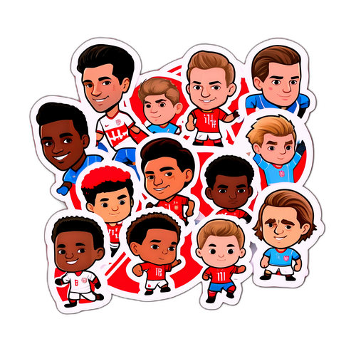 A Köln–Bayern München mérkőzés hőseinek egyedi illusztrációja