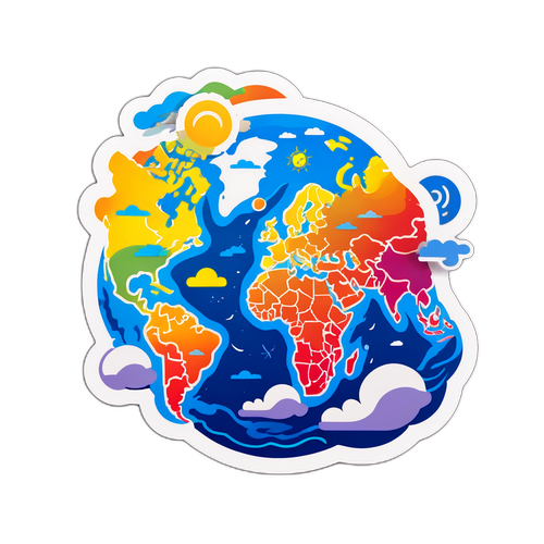 Stiker Peta Cuaca Kreatif