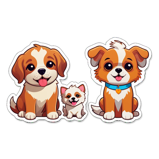 Cute Dog Trio Sticker