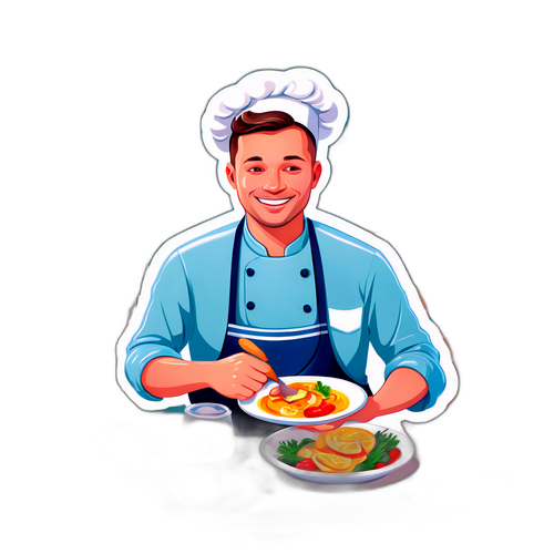 Radosny kucharz w kuchni