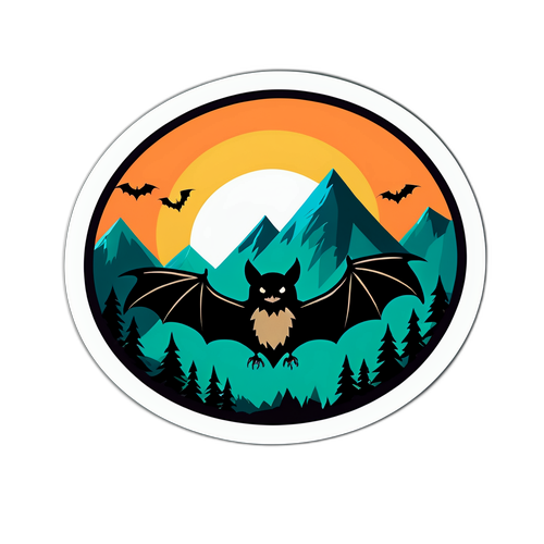 Наклейка з летючою мишю у натуралістичному стилі