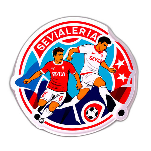 Σχεδίαση αυτοκόλλητου που απεικονίζει τη μάχη μεταξύ των ομάδων της Εξτρεμαδούρας και της Σεβίλλης σε γήπεδο ποδοσφαίρου