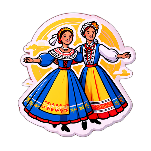 Illustration d'une danse folklorique avec costumes traditionnels de la Loire