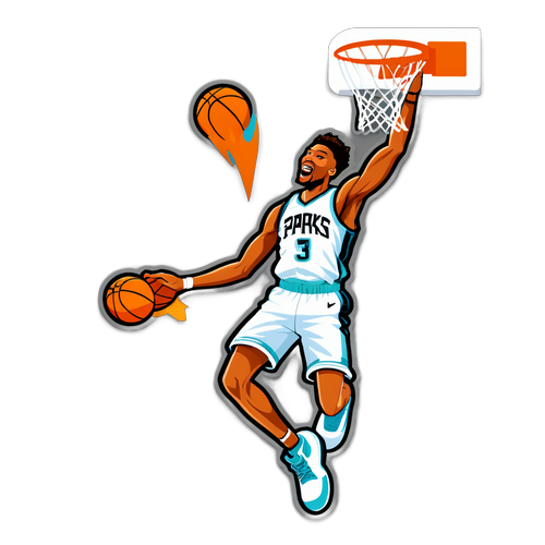 Isang makulay na sticker ng manlalaro ng basketball