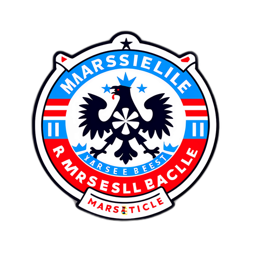 Наклейка БREST – Марсель, з елементами республіканського стилю та символікою клубів.