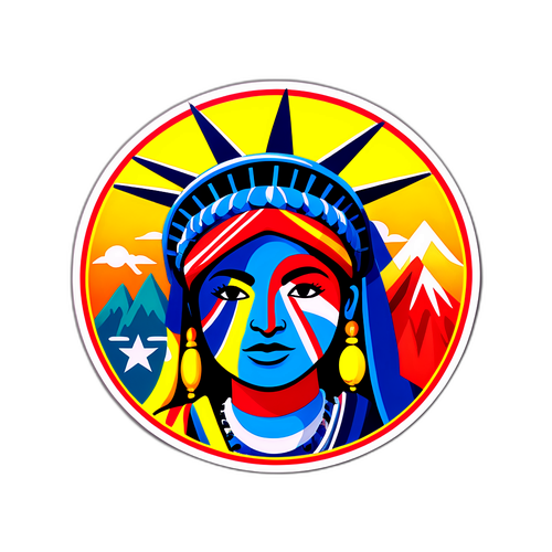 アメリカの多様性を表現する文化アイコンのステッカー