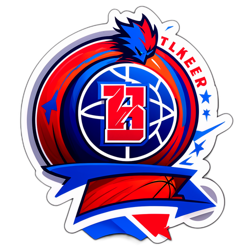 Наклейка с логотипами команд Тандер и 76ers