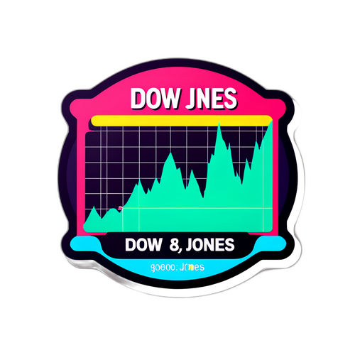 สติกเกอร์การเงินสนุกที่แสดงกราฟ Dow Jones
