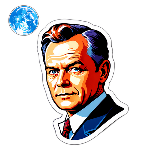 Kreativní nálepka s portrétem Lennarta Karla v retro stylu