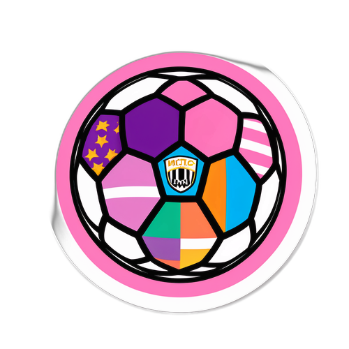 Stiker Bola Sepak Kartunis dengan Bendera Inter Miami dan Orlando City
