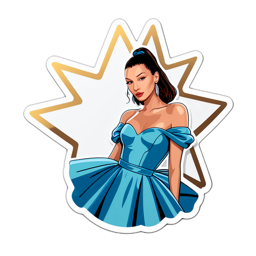 Elegancka Bella Hadid w błękitnej sukni
