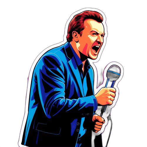 Gábor Gönczi az színpadon, mikrofont a kezében