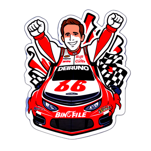 Sticker mit Greg Biffle, der seinen Sieg auf der Rennstrecke feiert