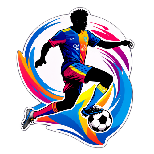 Silhouette dinamic a unui fotbalist în acțiune