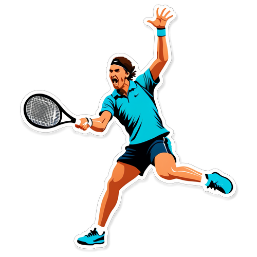 Stiker Pemain Tenis Beraksi