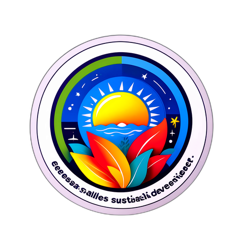 Sticker con el logo de Edesa y elementos de ahorro energético y desarrollo sostenible