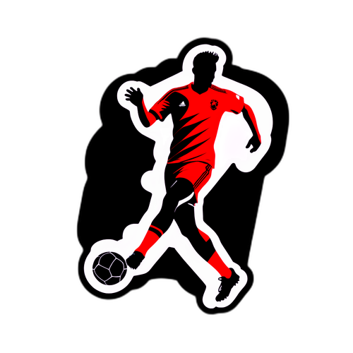 Minimalist samolepka Ladislava Hojera hrajícího fotbal