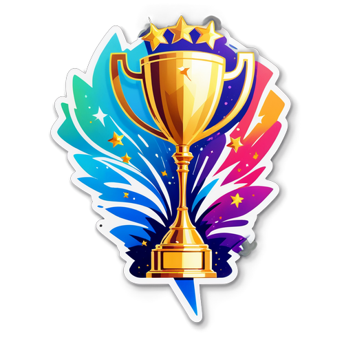 Un sticker con un trofeo brillante simbolizando la victoria