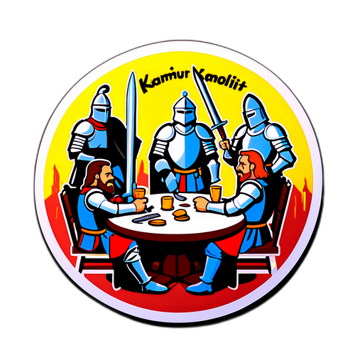 Sticker inspiré de Kaamelott avec Arthur et ses chevaliers