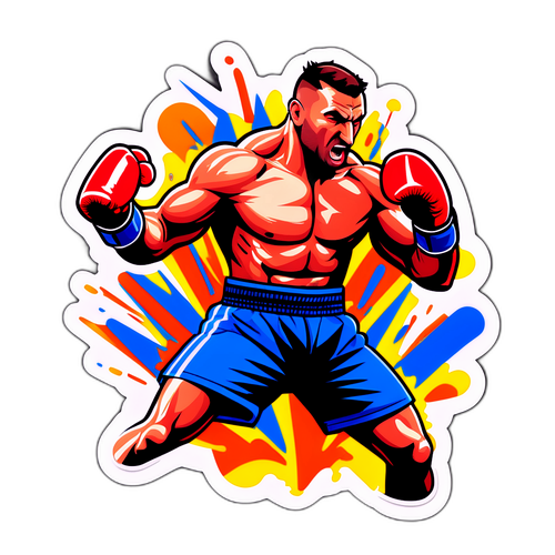 Autocollant Volkanovski avec des mouvements de boxe stylisés