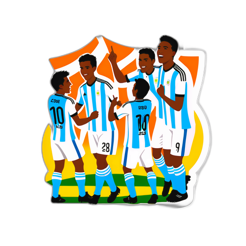 Jugadores jóvenes de Argentina Sub 20 celebrando un gol