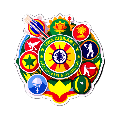 भारतीय और जिम्बाब्वे क्रिकेट टीम लोगो के साथ स्टिकर